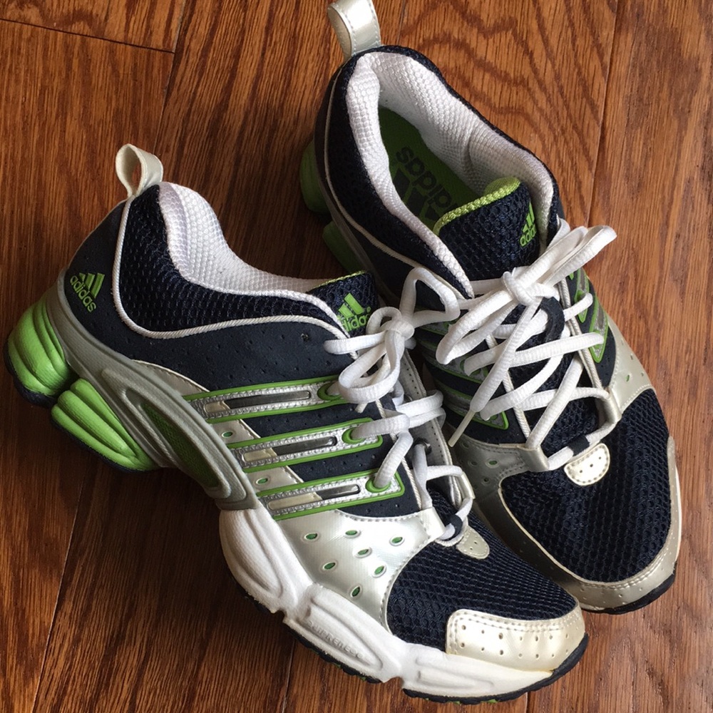 Adidas sneakers EUC blue. White. Green